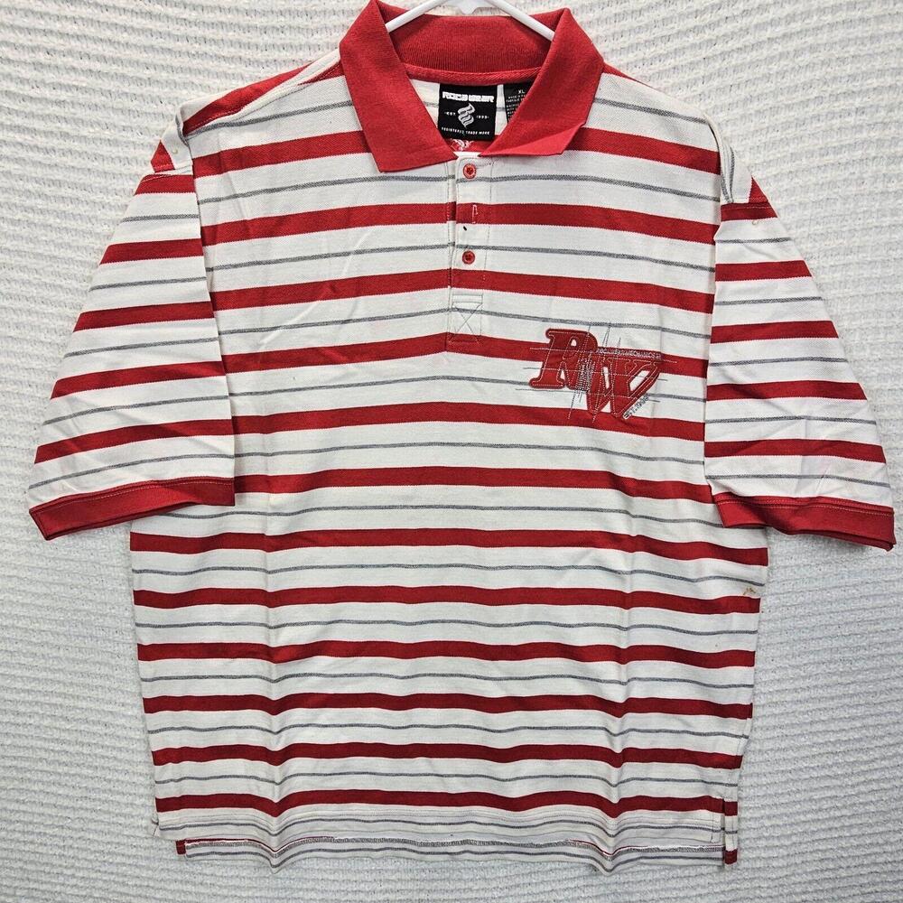 Vintage Rocawear Mens Polo Shirt Size XL Red White Short Sleeve  Embroidered